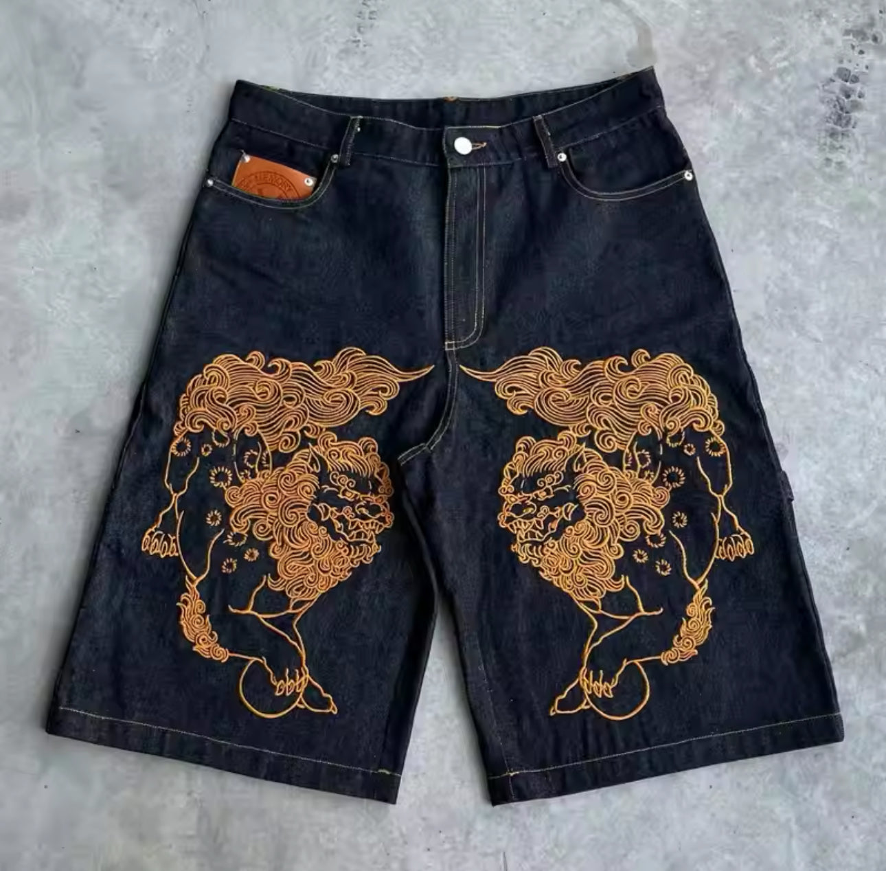 Lion design jorts