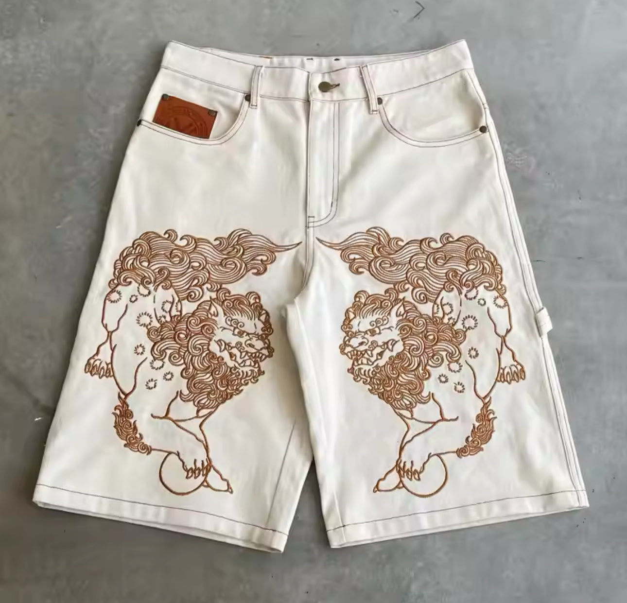 Lion design jorts