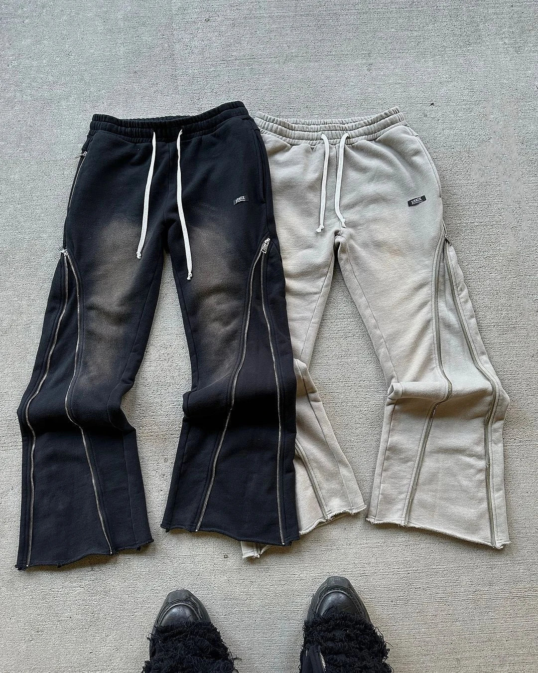 flared zip sweats