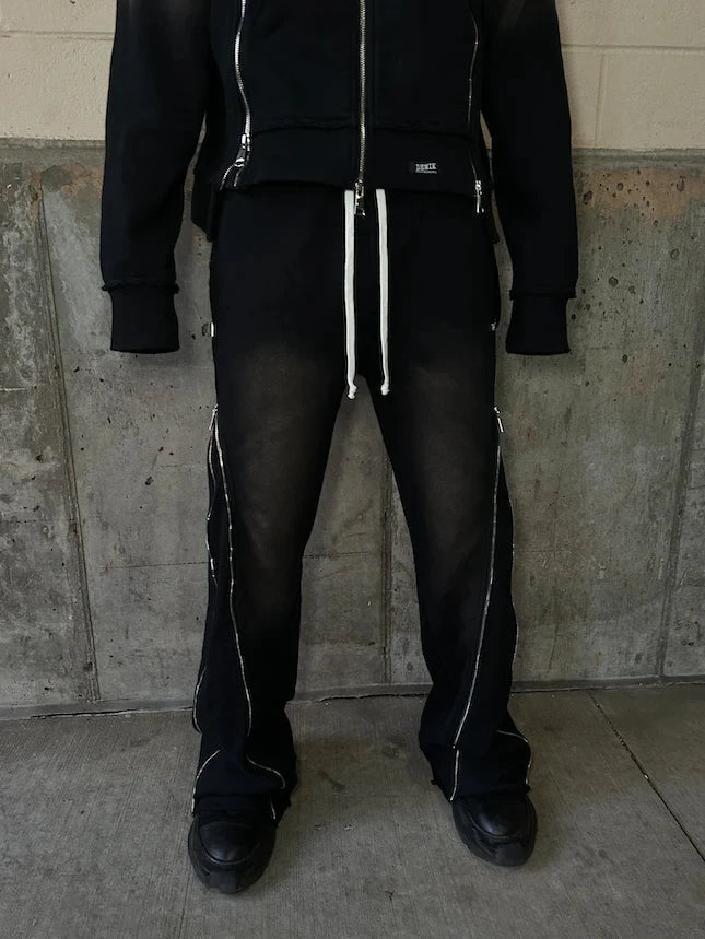 flared zip sweats